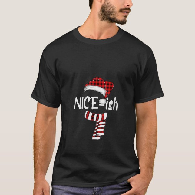 Womens Nice Ish Funny Santa Claus Christmas Pajama T-Shirt (Front)
