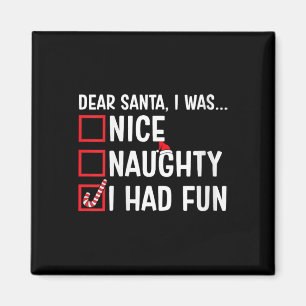 Womens Nice Naughty I Had Fun Funny Santa Claus Ch Magnet