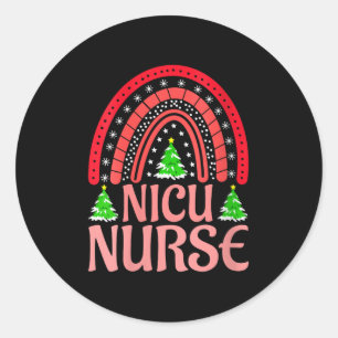 Womens Nicu Nurse Christmas Crew Nurselife Nursing Classic Round Sticker