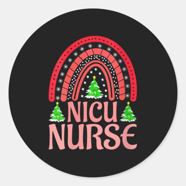 Womens Nicu Nurse Christmas Crew Nurselife Nursing Classic Round Sticker (Front)