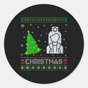 Womens Nicu Nurse Xmas Tree Lighting Ugly Christma Classic Round Sticker