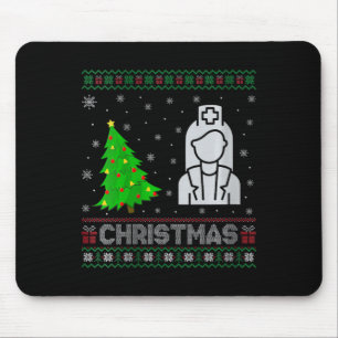 Womens Nicu Nurse Xmas Tree Lighting Ugly Christma Mouse Mat