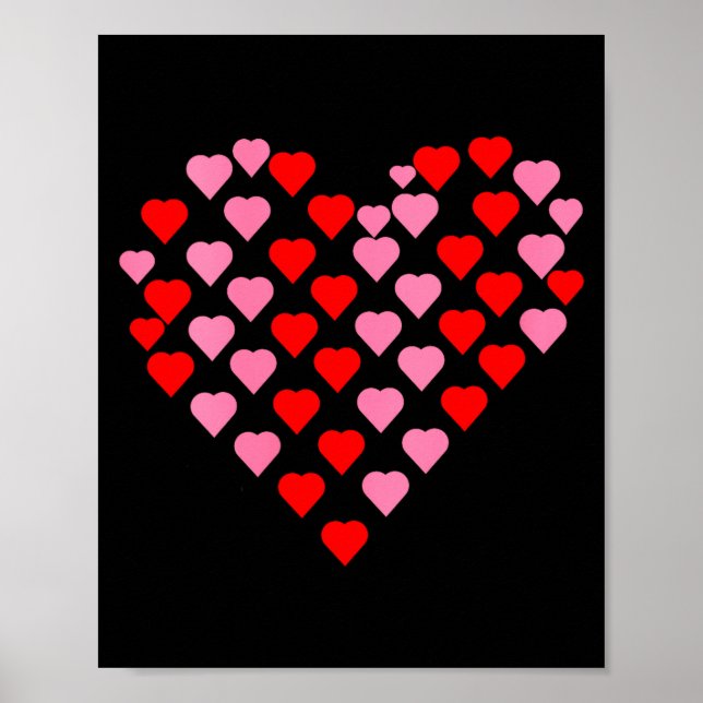 Women's Nk And Red Hearts Lovers Funny Valentine’s Poster (Front)