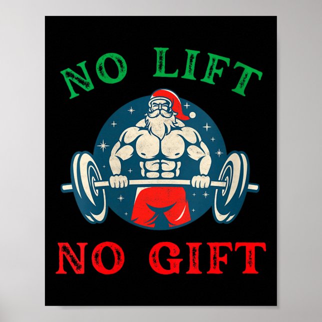 Womens No Lift No Gift Funny Workout Santa Christm Poster (Front)
