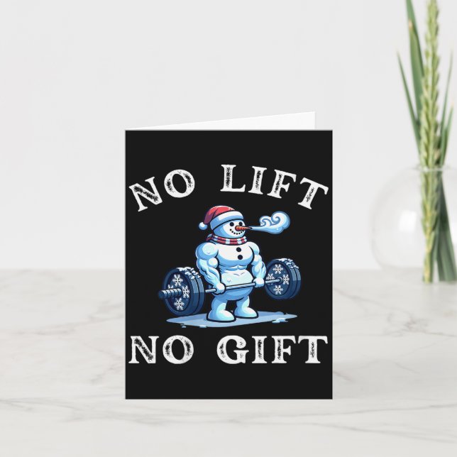 Womens No Lift No Gift Funny Workout Snowman Chris Card (Front)