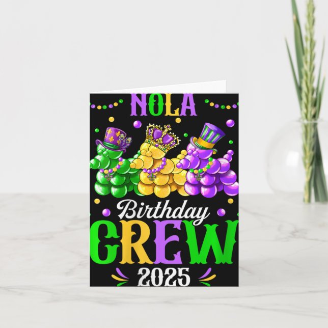 Womens Nola Birthday Crew 2025 New Orleans Mardi G Card (Front)