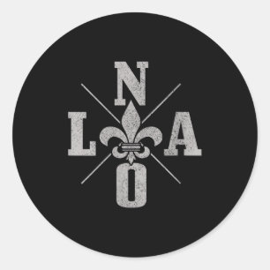 Womens Nola New Orleands Vintage Pride V-neck  Classic Round Sticker