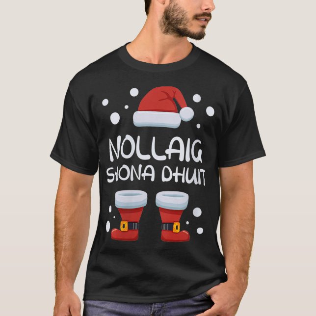 Womens Nollaig Shona Dhuit Irish Christmas Santa M T-Shirt (Front)