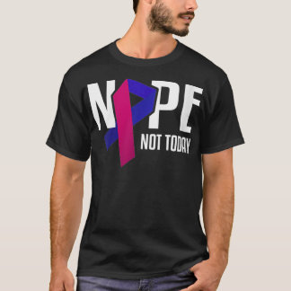 Womens Nope Not Today Thyroid Cancer Teal Pink Blu T-Shirt