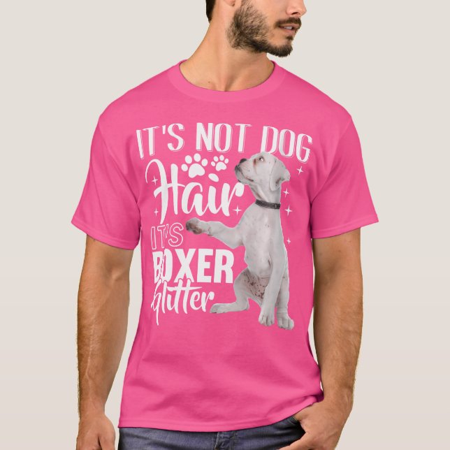 Womens Not Dog Hair It'S Glitter - White Boxer Dog T-Shirt (Front)
