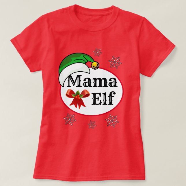 Women's Novelty Christmas MAMA ELF  COSTUME T-Shir T-Shirt (Design Front)