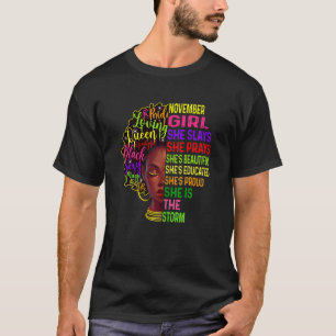 Womens November Girl She Slays & Prays Birthday Gi T-Shirt