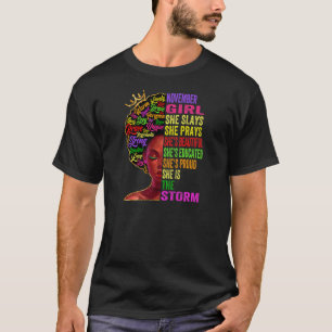 Womens November Girl She Slays & Prays November B T-Shirt