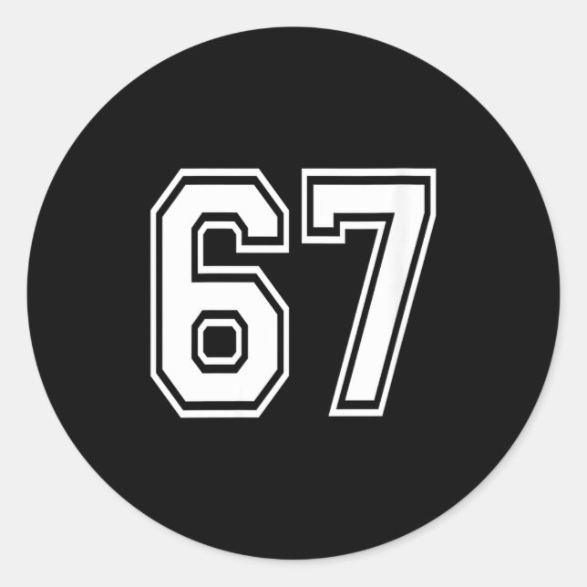 Womens Number 67 Numbered Uniform Srts Jersey Team Classic Round Sticker (Front)