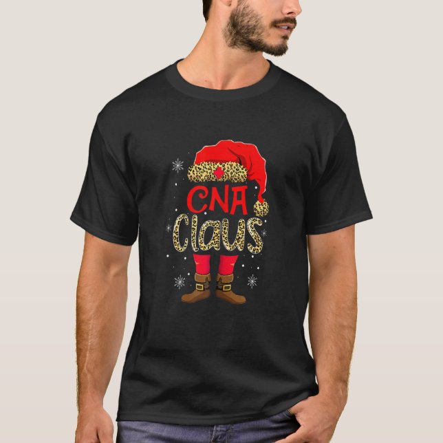 Womens Nurse Clause Xmas Leopard Tis The Season Sa T-Shirt (Front)