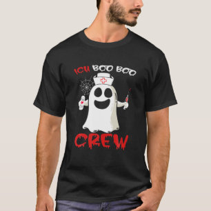 Womens Nurse ICU Boo Boo Crew Ghost Nursing Funny T-Shirt