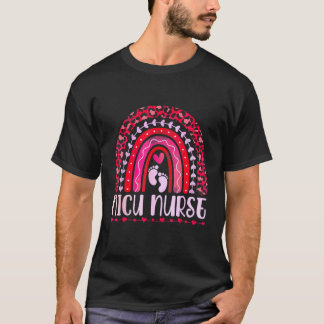 Womens Nurse Leopard Rainbow   Nicu Nurse Valentin T-Shirt