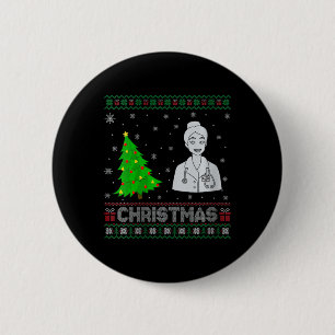 Womens Nurse Practitioner Xmas Tree Lighting Ugly  6 Cm Round Badge