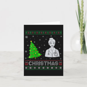 Womens Nurse Practitioner Xmas Tree Lighting Ugly Card