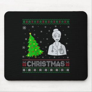 Womens Nurse Practitioner Xmas Tree Lighting Ugly Mouse Mat