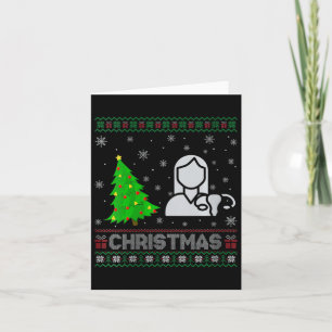 Womens Ob Nurse Xmas Tree Lighting Ugly Christmas Card