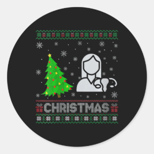 Womens Ob Nurse Xmas Tree Lighting Ugly Christmas Classic Round Sticker