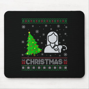 Womens Ob Nurse Xmas Tree Lighting Ugly Christmas  Mouse Mat