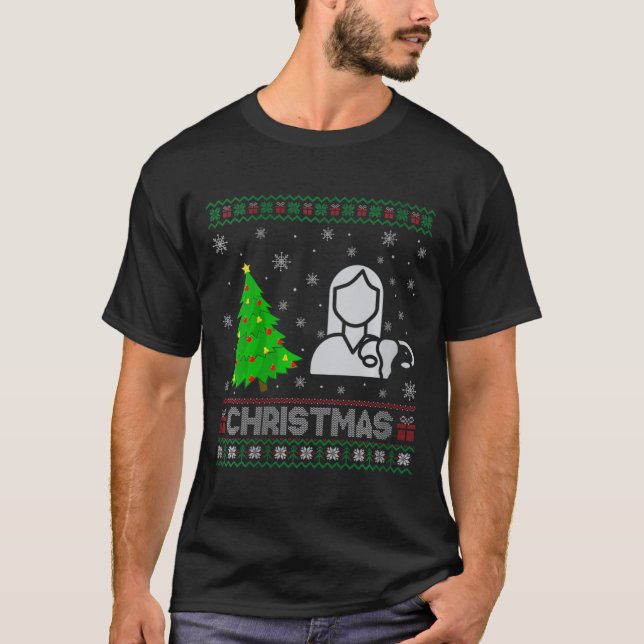 Womens Ob Nurse Xmas Tree Lighting Ugly Christmas  T-Shirt (Front)
