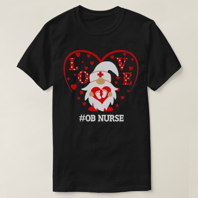 Womens OB Valentines Day  Nurse Gnome Family Group T-Shirt (Design Front)