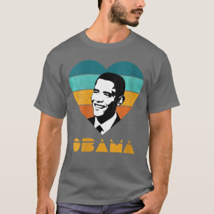 Womens Obama Portrait Retro Vintage Heart VNeck T-Shirt