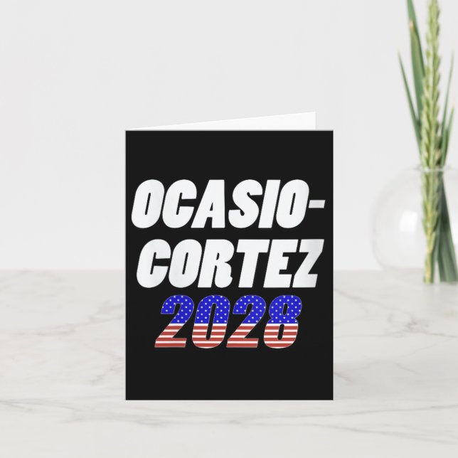 Womens Ocasio-cortez 2028 - Aoc For President V-ne Card (Front)