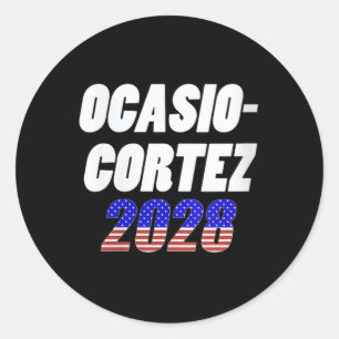 Womens Ocasio-cortez 2028 - Aoc For President V-ne Classic Round Sticker