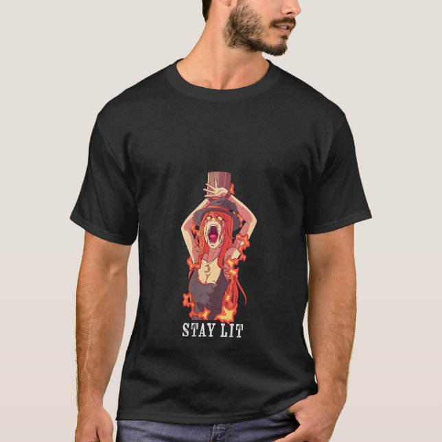 Womens Occult Stay Lit Satan Devil Hell Unholy Ant T-Shirt (Front)