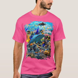 Womens Ocean Dolphin Shark Turtle Coral Sea Fish O T-Shirt
