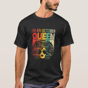 Womens October Birthday Women Black African Queen T-Shirt