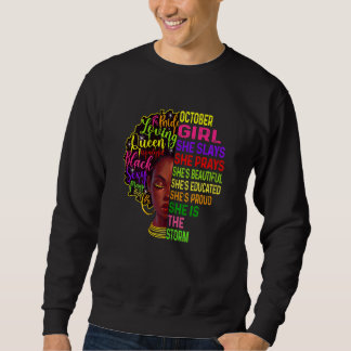 Womens October Girl She Slays & Prays Birthday Gir Sweatshirt