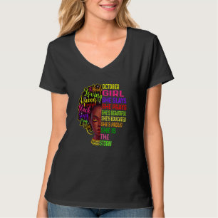 Womens October Girl She Slays & Prays Birthday Gir T-Shirt