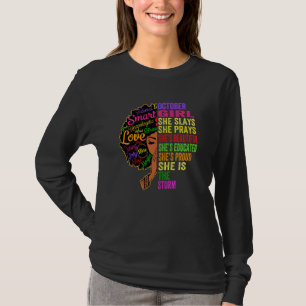 Womens October Girl She Slays & Prays October Bir T-Shirt