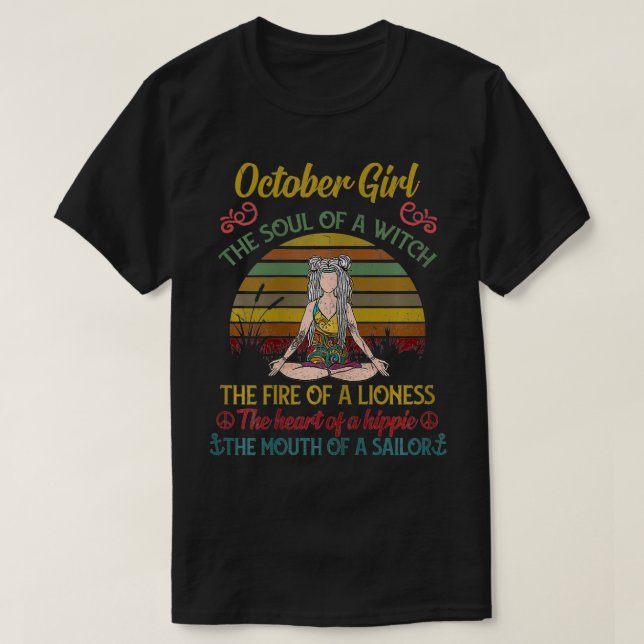 Womens October Girl The Soul of A Witch Cute Birth T-Shirt (Design Front)