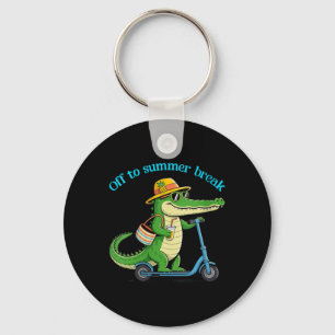 Womens Off To Summer Break Funny Alligator Last Key Ring
