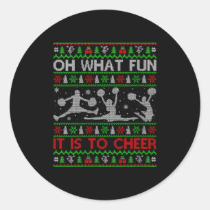 Womens Oh What Fun It Is To Cheer Christmas Cheerl Classic Round Sticker