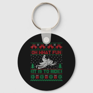 Womens Oh What Fun It Is To Ride Snowmobile Ugly C Key Ring