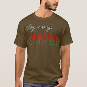 Womens OJNM Very Merry Mama Christmas Vibes Retro T-Shirt