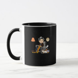 Womens old lady loves knitting born in february mug