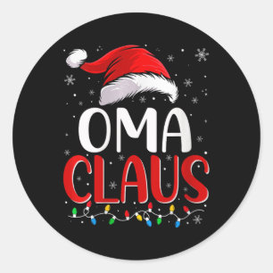 Womens Oma Claus Christmas Lights Matching Family Classic Round Sticker