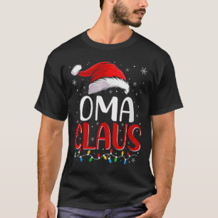 Womens Oma Claus Christmas Lights Matching Family T-Shirt