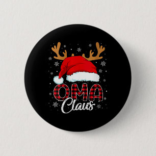 Womens Oma Claus Santa Hat Reindeer Red Plaid Matc 6 Cm Round Badge