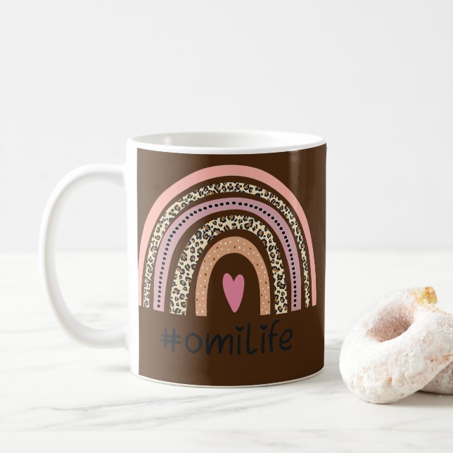 Womens Omi Life With RainBow Leopard Gifts For Coffee Mug (With Donut)