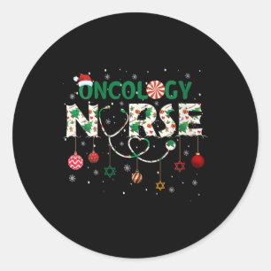 Womens Oncology Nurse Christmas Santa's Favourite Classic Round Sticker