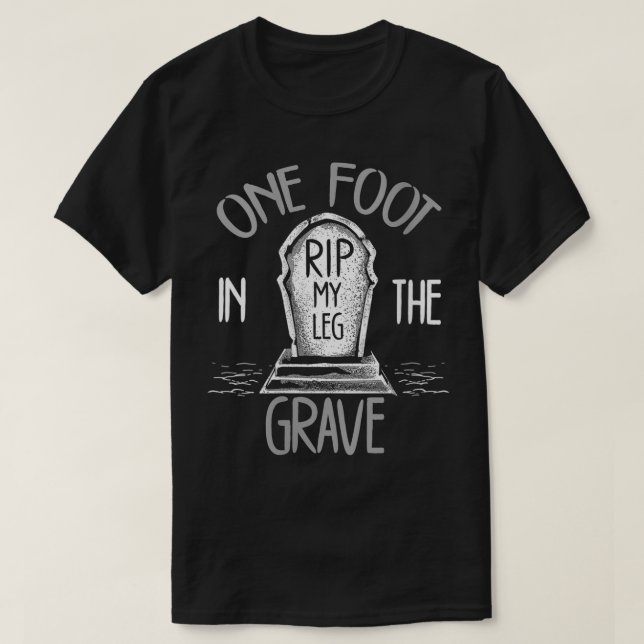 Womens One Foot In The Grave Leg Amputee VNeck  T-Shirt (Design Front)